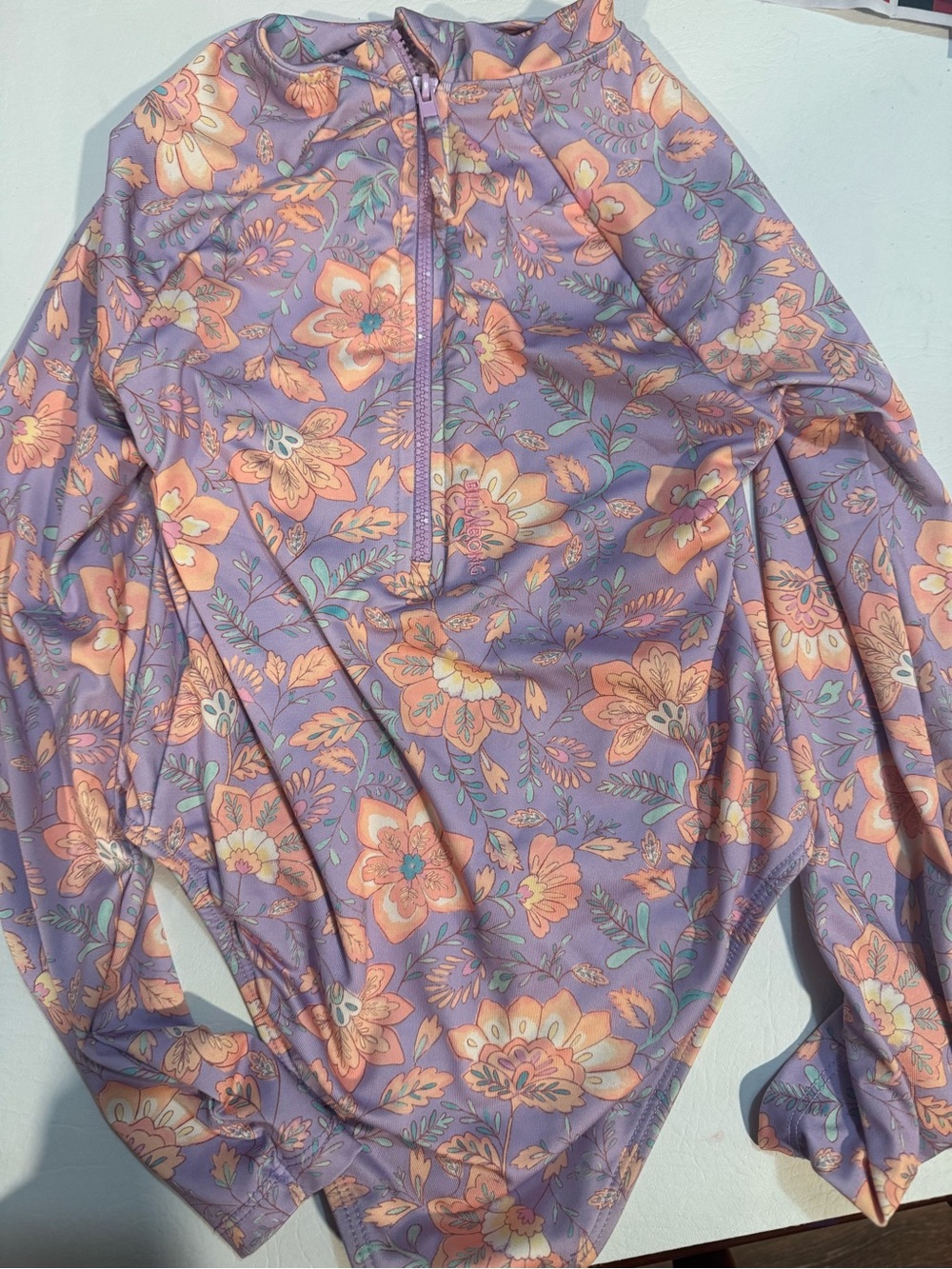 Billabong Lavender & Peach Floral Long-Sleeve Bodysuit